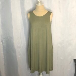 Lulus Sage Green Swing Pockets Tunic Dress Size S